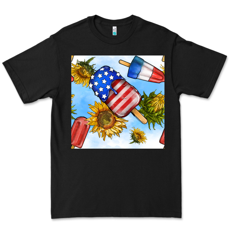 4th Of July Sunflowers Ice Cream Seamless Pattern Premium Tee by BundleAndBundleShop | Teevron