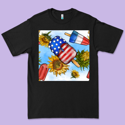 4th Of July Sunflowers Ice Cream Seamless Pattern Premium Tee Designed By Bundleandbundleshop