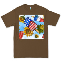 Cacao 4th of july sunflowers ice cream seamless pattern Premium Tee - BundleAndBundleShop