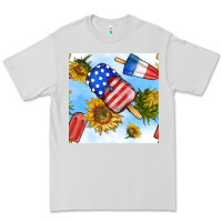 Dove Grey 4th of july sunflowers ice cream seamless pattern Premium Tee - BundleAndBundleShop
