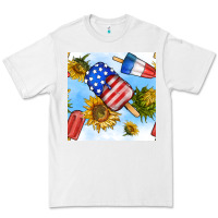 White 4th of july sunflowers ice cream seamless pattern Premium Tee - BundleAndBundleShop