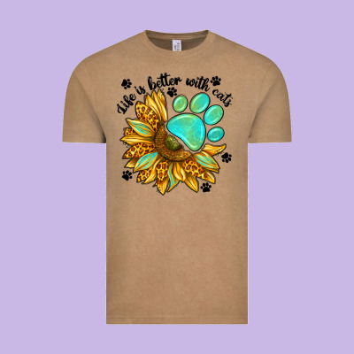 Life Is Better With Cats Vintage Tee Designed By Nancycooperartshop