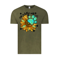 Vintage Olive life is better with cats Vintage Tee - NancyCooperArtShop