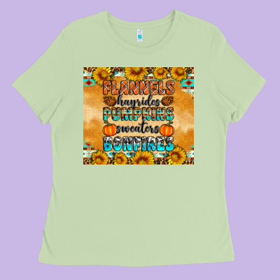 Flannes Hayrides Sweaters Bonfires Ladies Tee Designed By Artiststas
