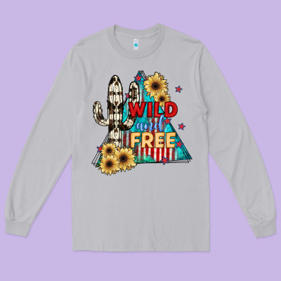 Wıld And Free Long Sleeve Tee Designed By Jahusdesignshop
