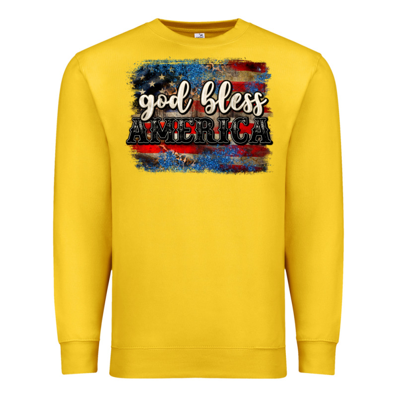 God Bless America  4th Of July Premium Sweatshirt by CowGirlArtShop | Teevron