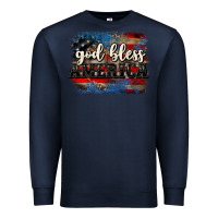 Navy God bless America  4th of July Premium Sweatshirt - CowGirlArtShop