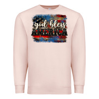 Pale Pink God bless America  4th of July Premium Sweatshirt - CowGirlArtShop