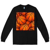 Black basketball seamless pattern Long Sleeve Tee - BundleAndBundleShop