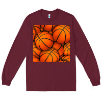 Burgundy basketball seamless pattern Long Sleeve Tee - BundleAndBundleShop