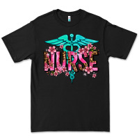 Black floral nurse Premium Tee - AdoDesignShop