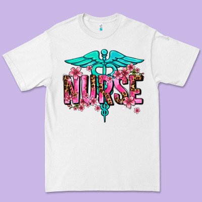 Floral Nurse Premium Tee Designed By Adodesignshop
