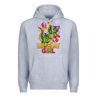 Heather Grey 5 rd birthday girl t rex pink Premium Hoodie - CowGirlArtShop