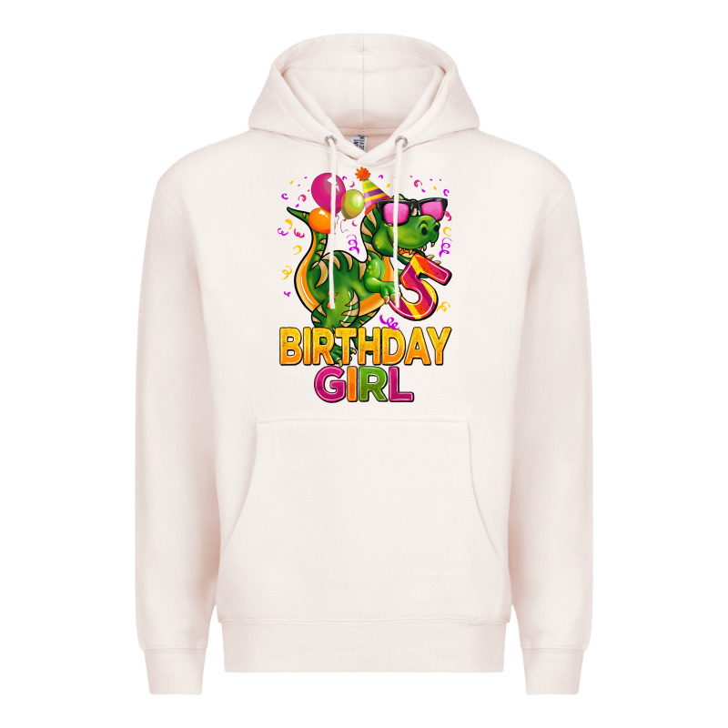 5 Rd Birthday Girl T Rex Pink Premium Hoodie by CowGirlArtShop | Teevron
