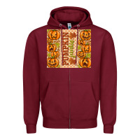 Burgundy Fall Pumpkin Junkie Zipper Hoodie - texasbilliewilder