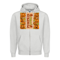 Dove Grey Fall Pumpkin Junkie Zipper Hoodie - texasbilliewilder