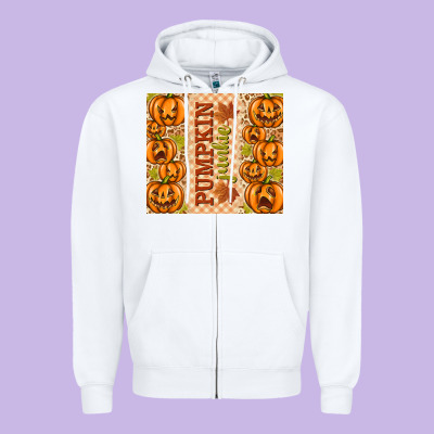 Fall Pumpkin Junkie Zipper Hoodie Designed By Texasbilliewilder