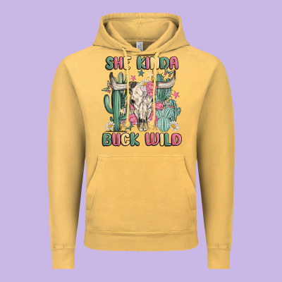 She Kinda Buck Wild Vintage Hoodie Designed By Maliassmallbusiness