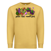 Antique Gold Peace Love Mardi Gras Premium Sweatshirt - HowdyJamesFarm