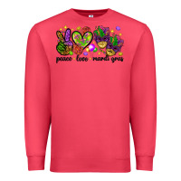 Cardinal Peace Love Mardi Gras Premium Sweatshirt - HowdyJamesFarm