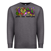 Charcoal Heather Peace Love Mardi Gras Premium Sweatshirt - HowdyJamesFarm