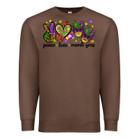 Chestnut Peace Love Mardi Gras Premium Sweatshirt - HowdyJamesFarm