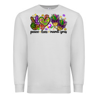 Dove Grey Peace Love Mardi Gras Premium Sweatshirt - HowdyJamesFarm