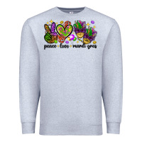 Heather Grey Peace Love Mardi Gras Premium Sweatshirt - HowdyJamesFarm