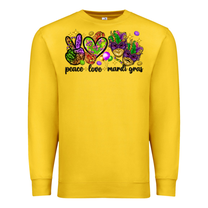 Peace Love Mardi Gras Premium Sweatshirt by HowdyJamesFarm | Teevron