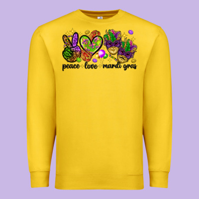 Peace Love Mardi Gras Premium Sweatshirt Designed By Howdyjamesfarm