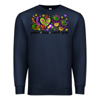 Navy Peace Love Mardi Gras Premium Sweatshirt - HowdyJamesFarm