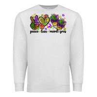 Oatmeal Heather Peace Love Mardi Gras Premium Sweatshirt - HowdyJamesFarm