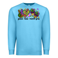Ocean Blue Peace Love Mardi Gras Premium Sweatshirt - HowdyJamesFarm