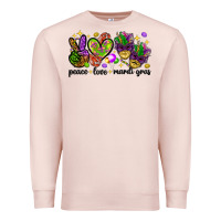 Pale Pink Peace Love Mardi Gras Premium Sweatshirt - HowdyJamesFarm