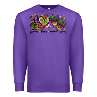 Purple Peace Love Mardi Gras Premium Sweatshirt - HowdyJamesFarm