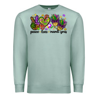 Seafoam Peace Love Mardi Gras Premium Sweatshirt - HowdyJamesFarm