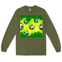 Army Green soccer balls with field  and tactics seamless pattern Long Sleeve Tee - BundleAndBundleShop