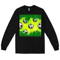 Black soccer balls with field  and tactics seamless pattern Long Sleeve Tee - BundleAndBundleShop