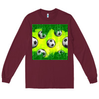 Burgundy soccer balls with field  and tactics seamless pattern Long Sleeve Tee - BundleAndBundleShop