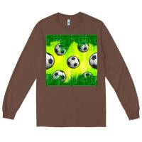 Chestnut soccer balls with field  and tactics seamless pattern Long Sleeve Tee - BundleAndBundleShop