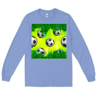 Colony Blue soccer balls with field  and tactics seamless pattern Long Sleeve Tee - BundleAndBundleShop