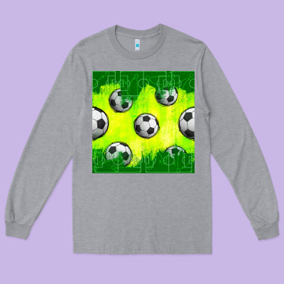 Soccer Balls With Field  And Tactics Seamless Pattern Long Sleeve Tee Designed By Bundleandbundleshop