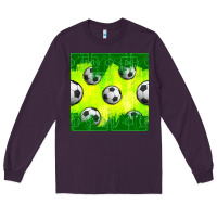 Plum soccer balls with field  and tactics seamless pattern Long Sleeve Tee - BundleAndBundleShop