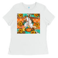 Goat Family Fall Pumpkins Gemstone Ladies Tee | Teevron
