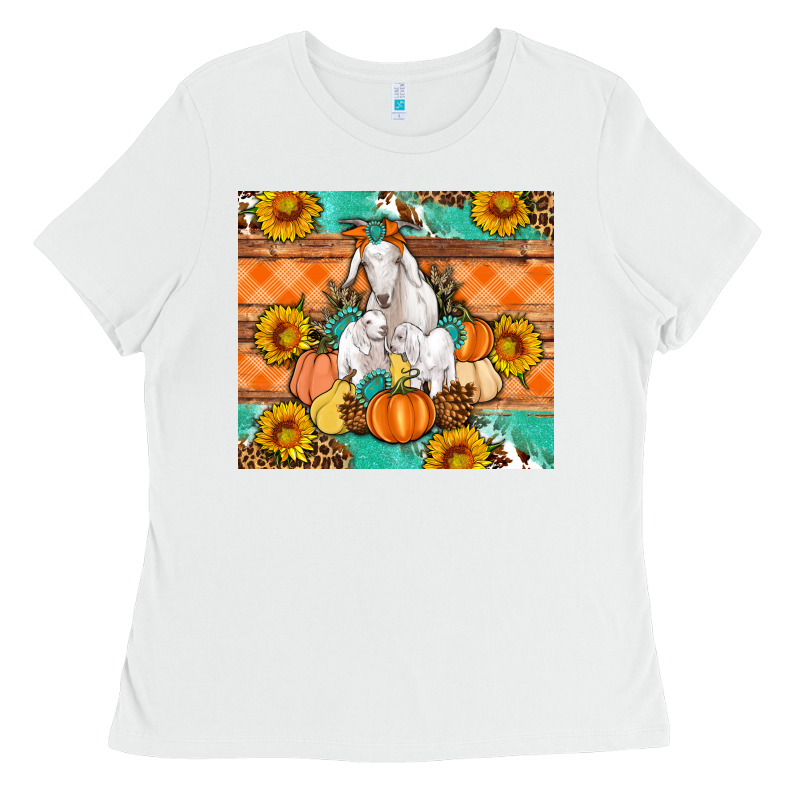 Goat Family Fall Pumpkins Gemstone Ladies Tee by Artiststas | Teevron