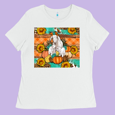 Goat Family Fall Pumpkins Gemstone Ladies Tee Designed By Artiststas