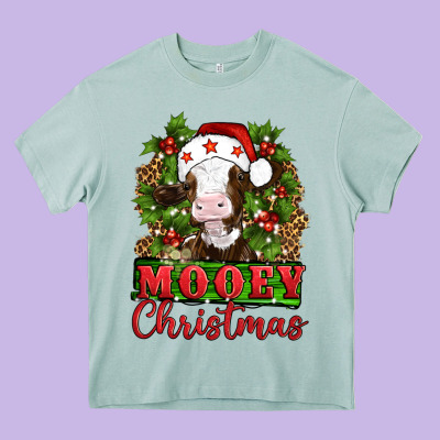 Mooey Christmas Heavy Core Tee Designed By Artiststas
