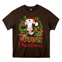 Chocolate Brown Mooey christmas Heavy Core Tee - Artiststas