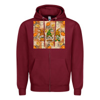 Burgundy Fall with Gnomes Zipper Hoodie - texasbilliewilder