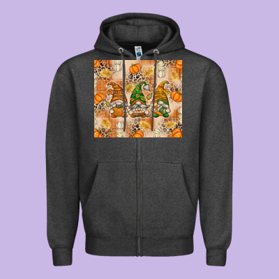 Fall With Gnomes Zipper Hoodie Designed By Texasbilliewilder